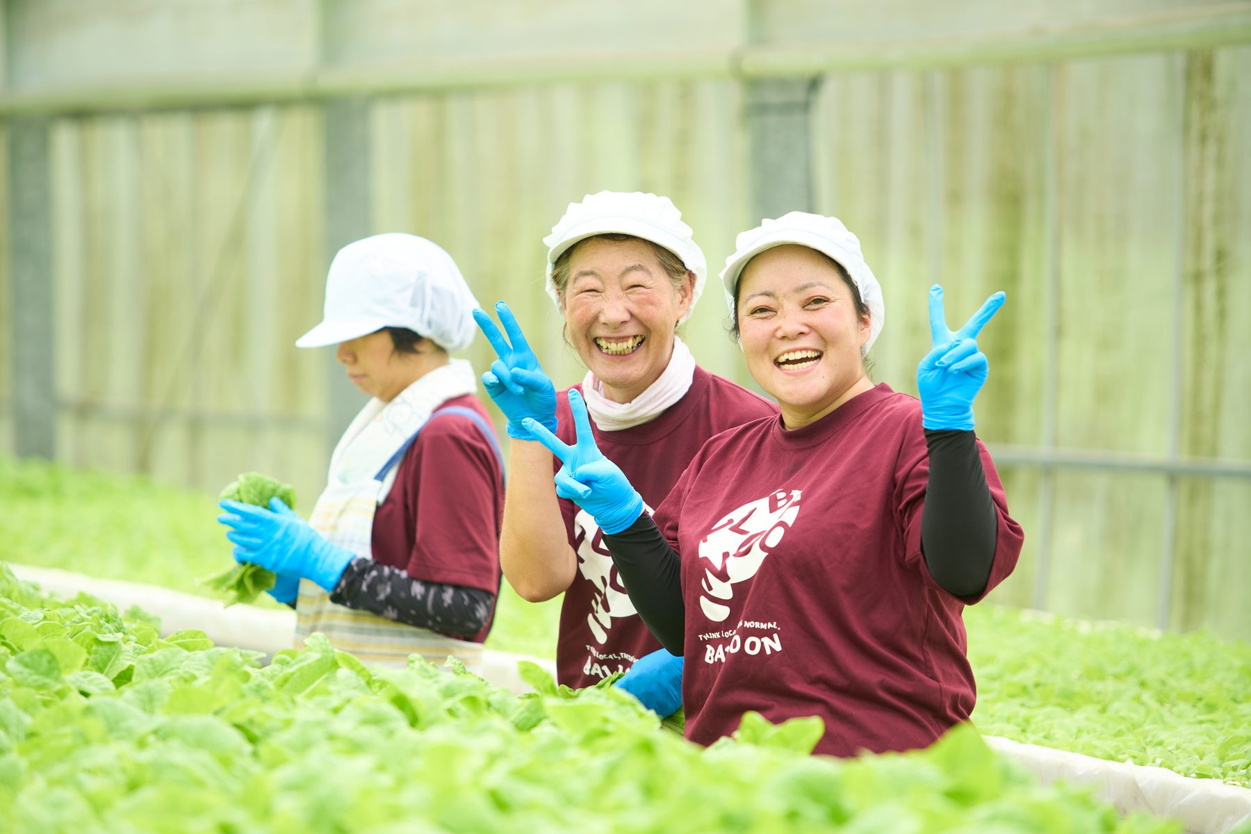ハウスで働く利用者のみなさんの笑顔